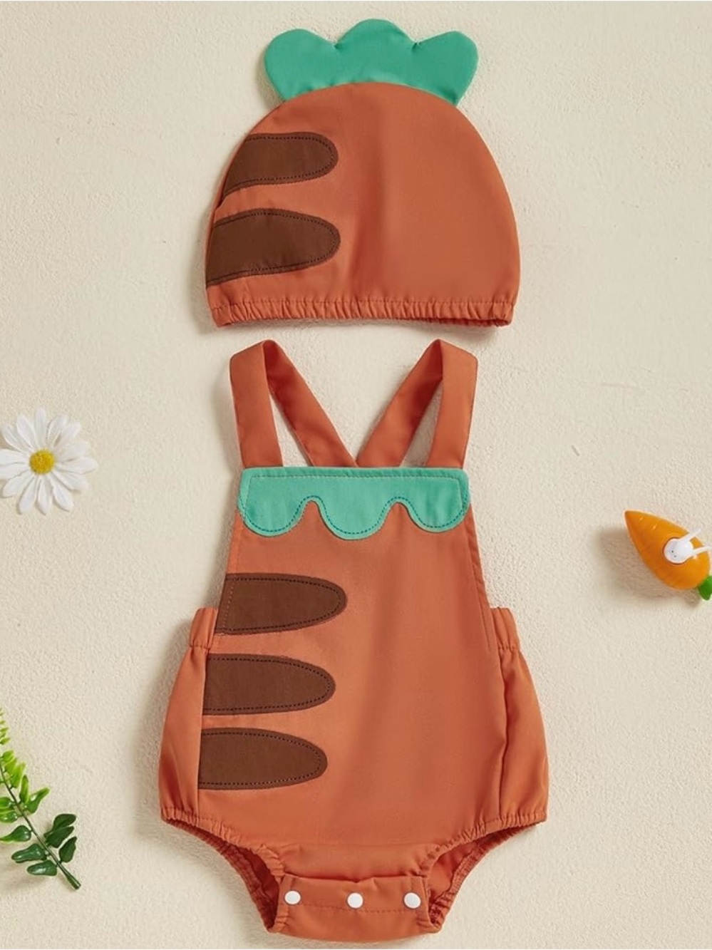 Carrot-Inspired Baby Romper & Hat Set